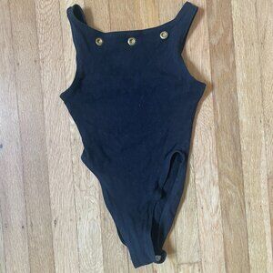 Vintage Unique Eyelet Grommet black bodysuit